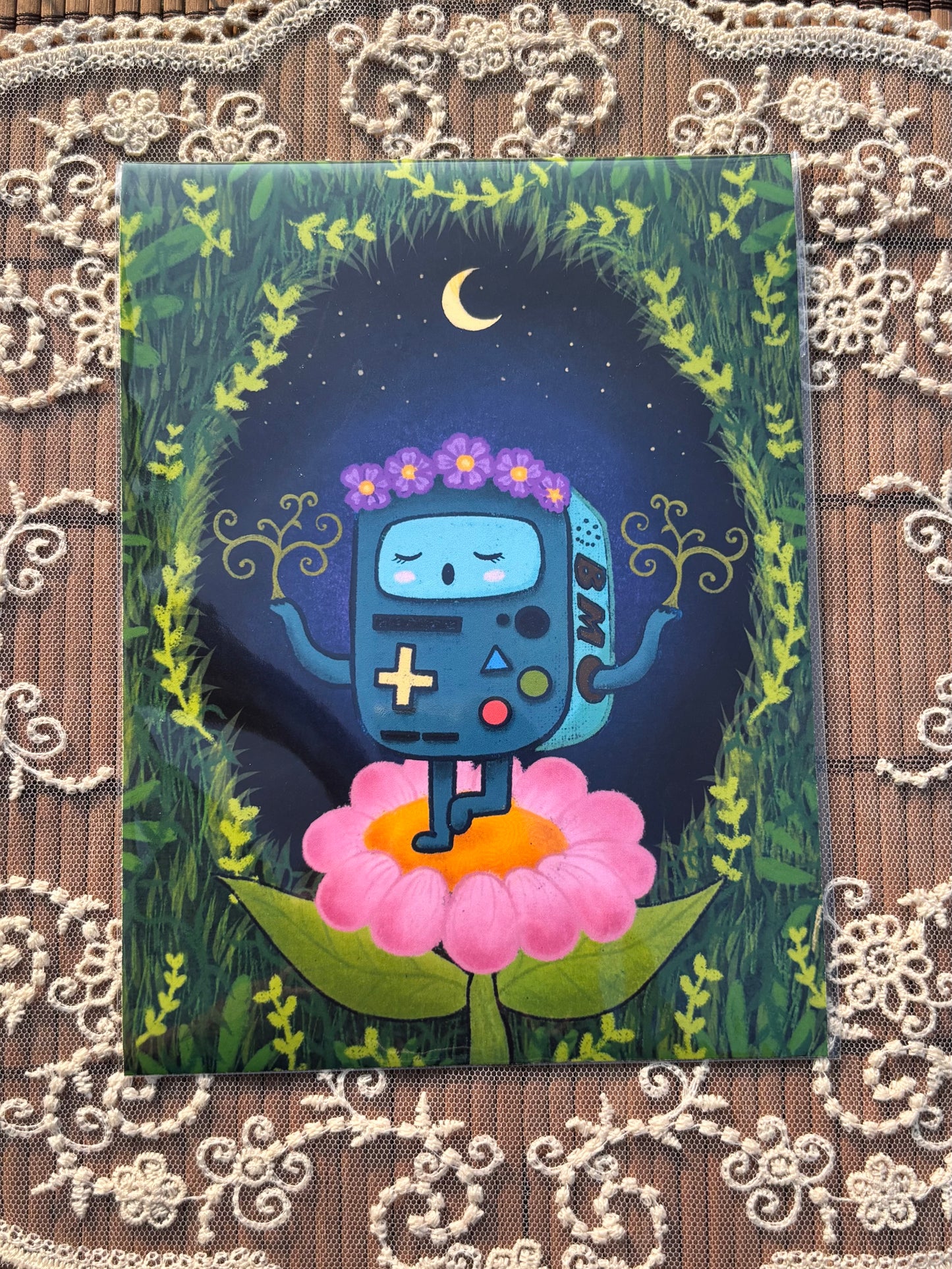 Flower Robot Exploring Time Print