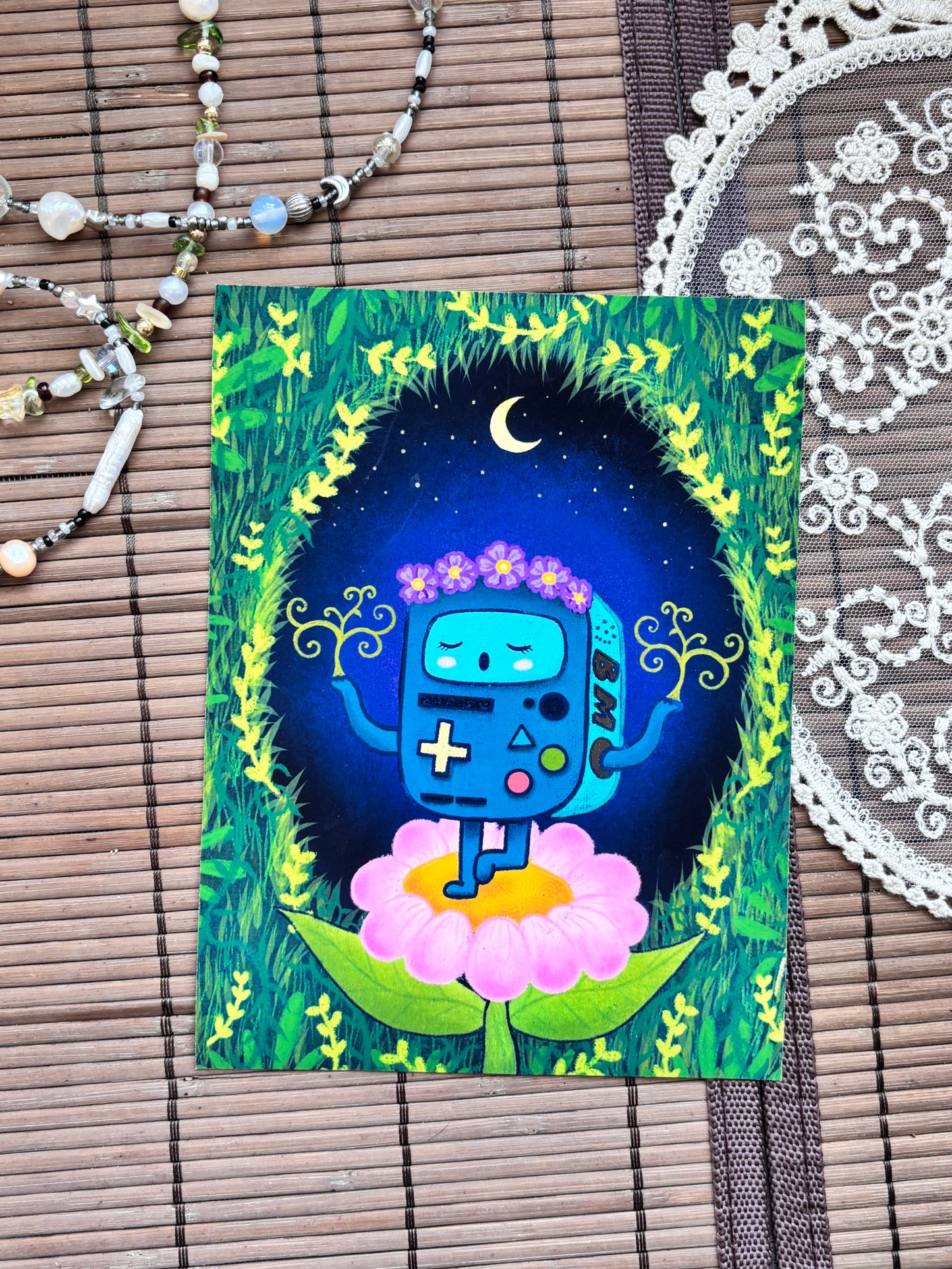 Flower Robot Exploring Time Print