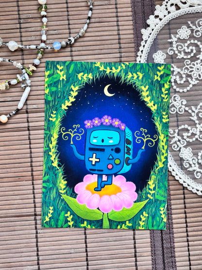 Flower Robot Exploring Time Print