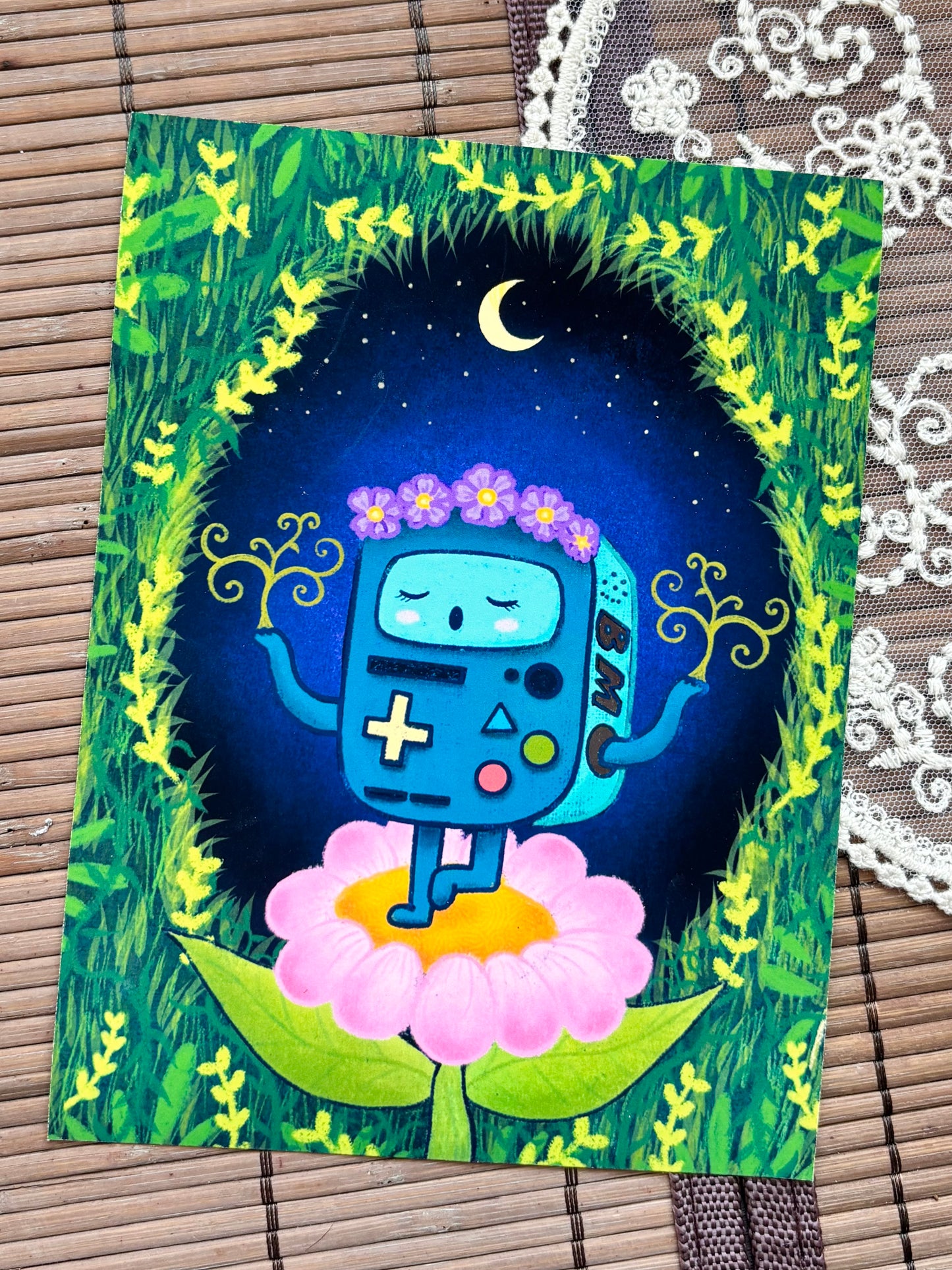 Flower Robot Exploring Time Print