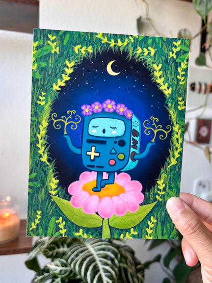Flower Robot Exploring Time Print